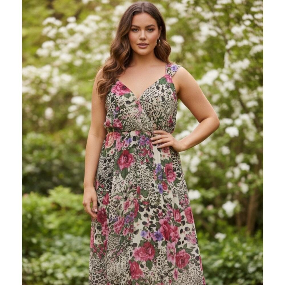 Y2K Mixed Floral & Animal Print Asymmetrical Hem Dress